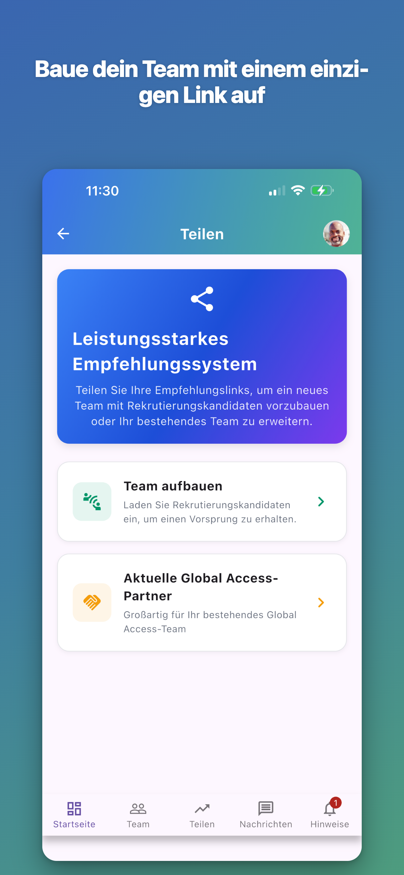 Baue dein Team mit einem einzigen Link auf